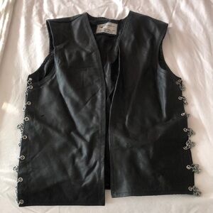 Mens leather vest with chain detail